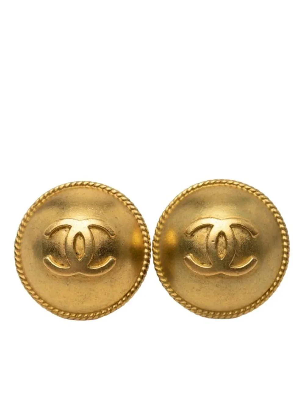 Chanel CC Logo Vintage Round Earrings